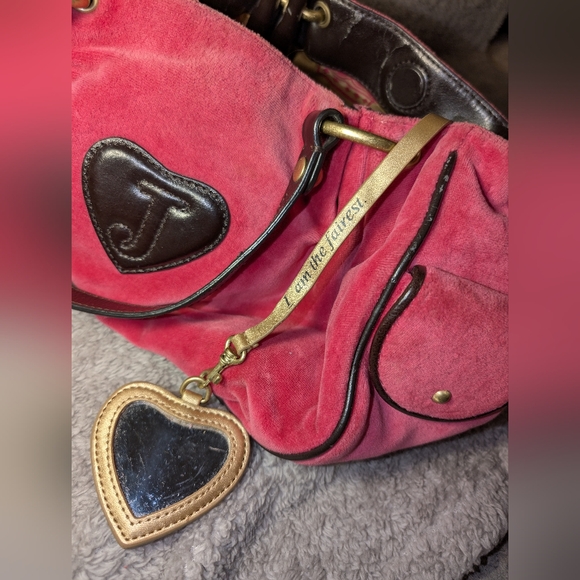 Vintage 2002 Juicy Couture Pink Velour Bag With Keychains Y2K Make Me An Offer ♥ - Picture 14 of 16